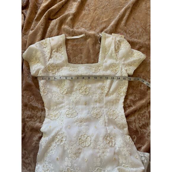 NWT vintage square neckline beaded maxi gown wedding prom xs - Picture 6 of 9